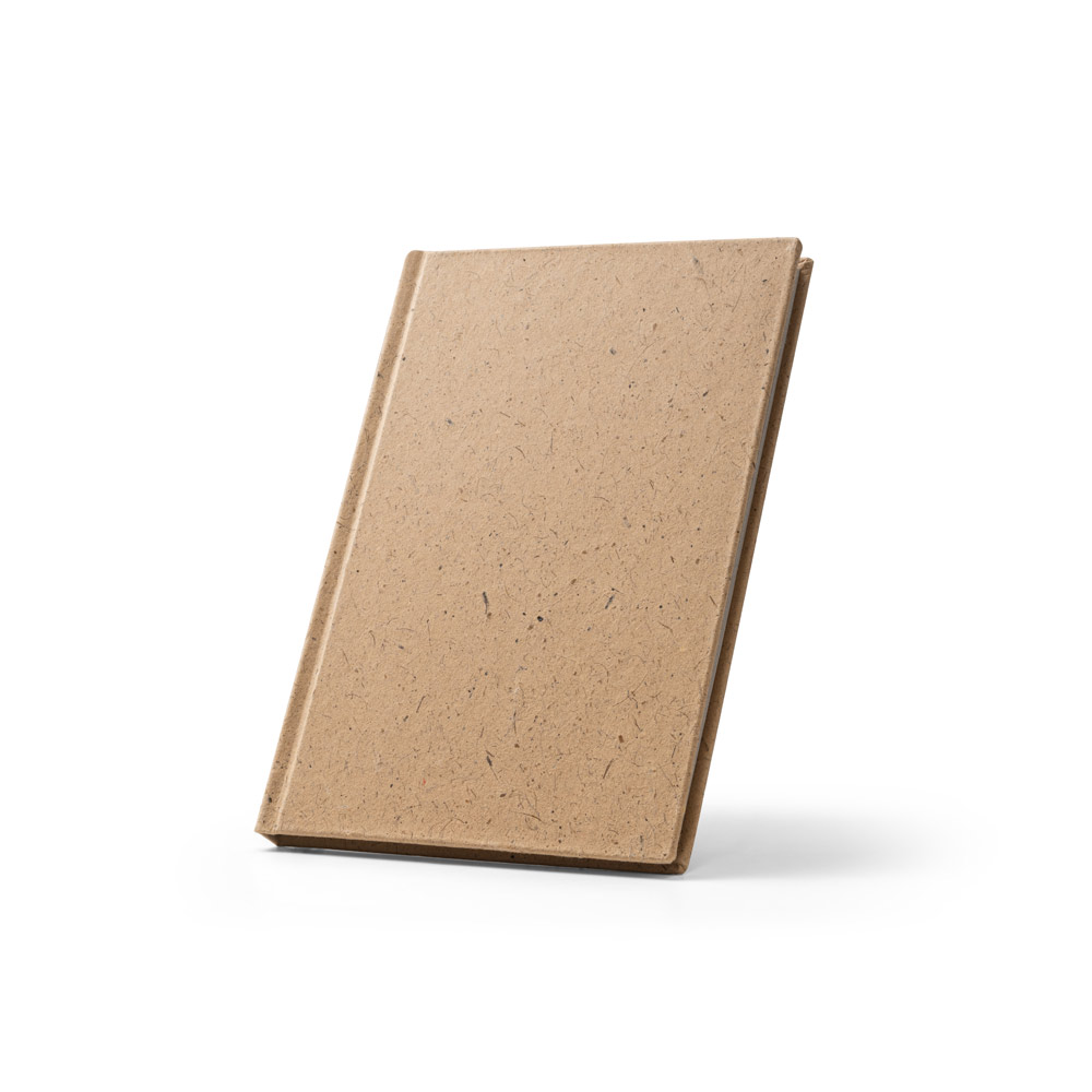 COCOPAD. Caderno A5 em casca de coco (60%) e trapos de algodão (40%), com 160 páginas pautadas recicladas personalizado