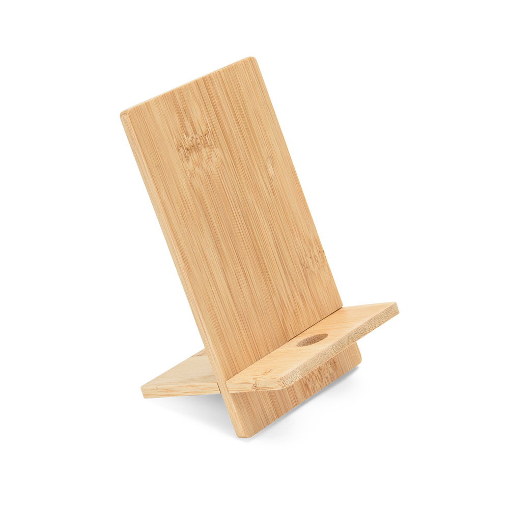GALEN. Suporte para celular em bambu, desmontável em duas partes personalizado