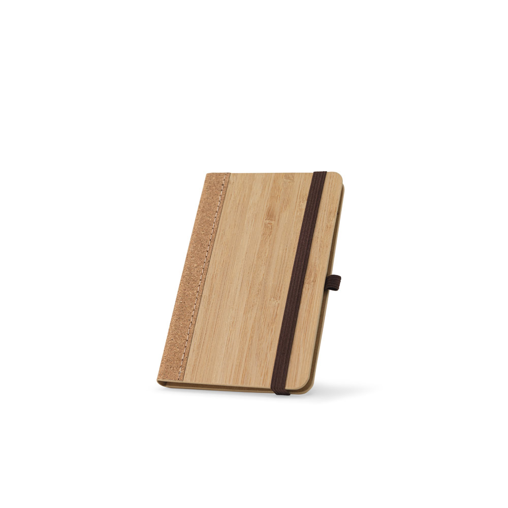 ORWELL POCKET. Caderno de bolso de capa dura em folha de bambu e cortiça com páginas pautadas recicladas personalizado