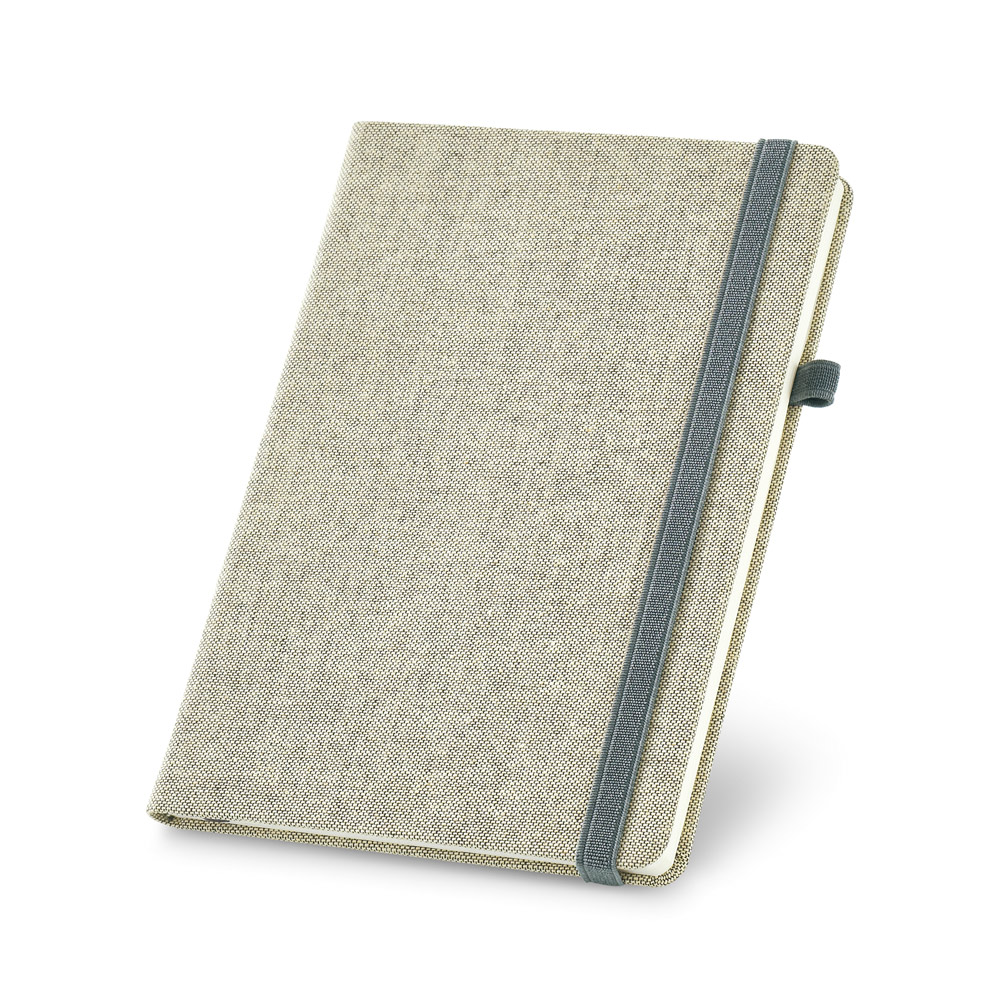 CARREY. Caderno A5 em canvas (poliéster) com páginas lisas personalizado