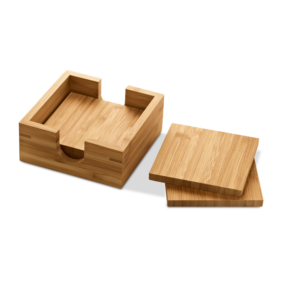 GAUTHIER. Conjunto de 4 porta copos em bambu personalizado