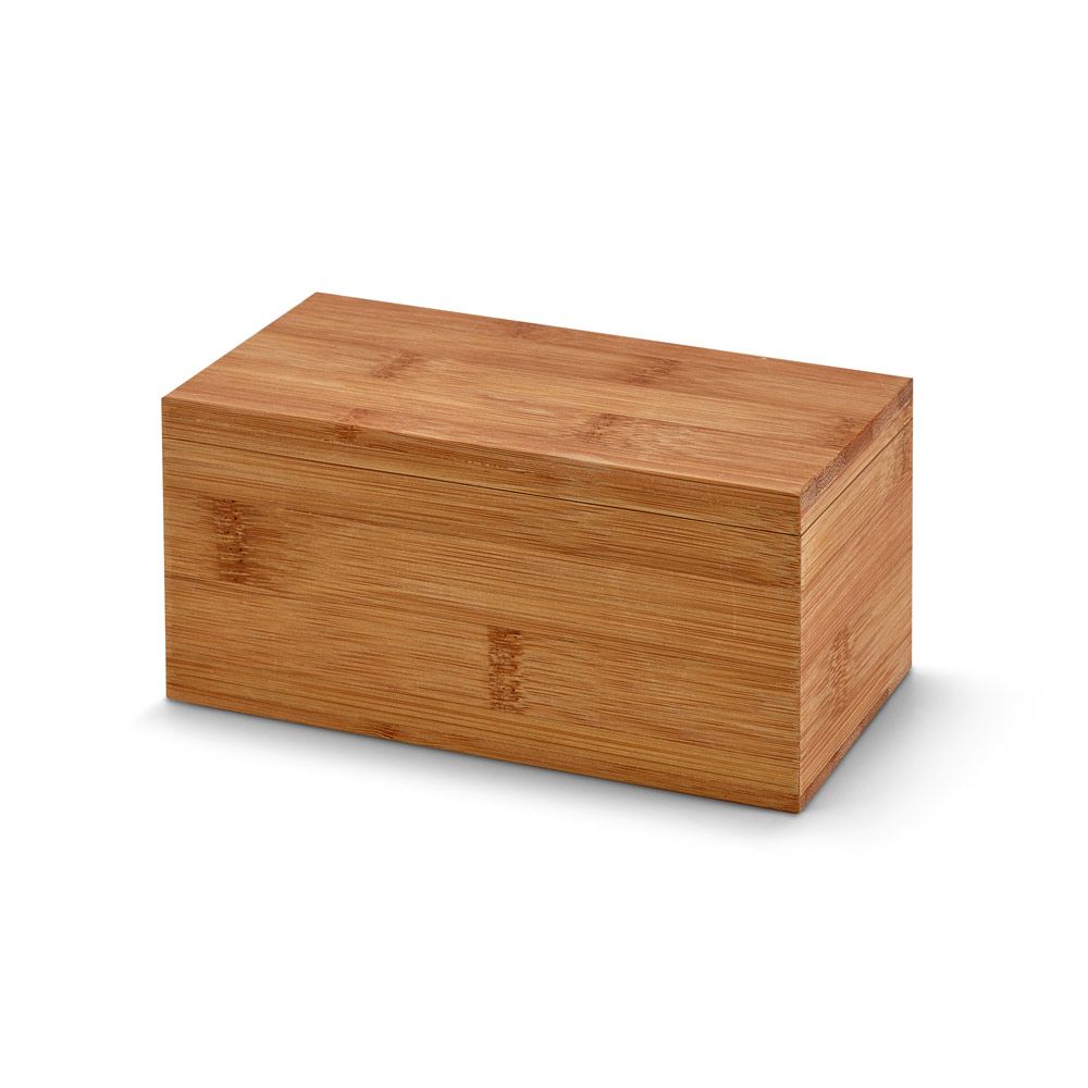 VERBENA. Caixa de chás em bambu com 2 compartimentos e fecho com ímã personalizado