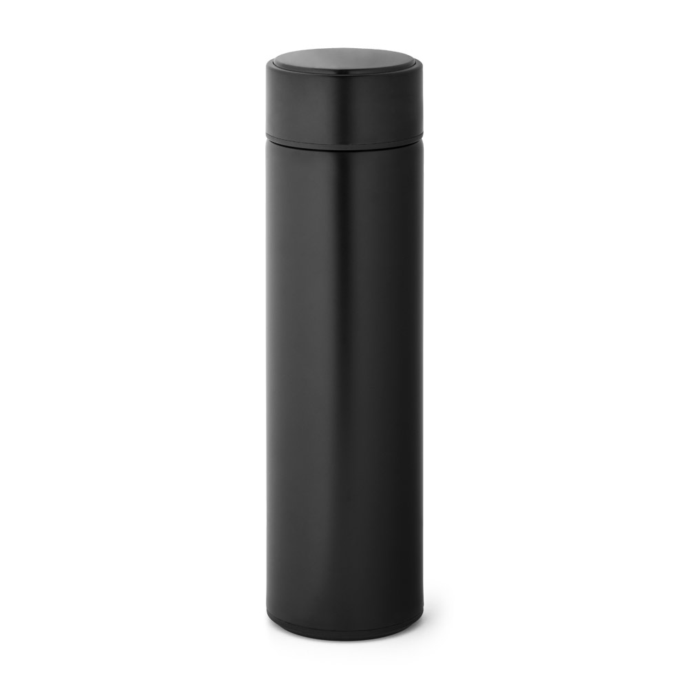 ROSSI. Garrafa térmica em aço inox de parede dupla isolada a vácuo, com termômetro digital (450 mL) personalizado