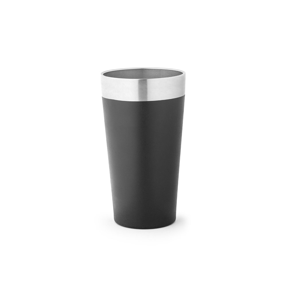 HALPERT. Copo de viagem em aço inox térmico, com parede dupla isolada a vácuo (540 mL) personalizado