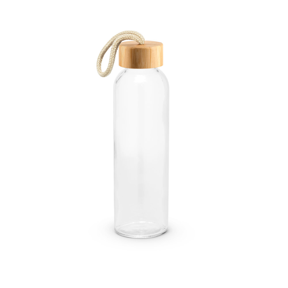 SOLER BAMBU. Squeeze para sublimação em vidro com tampa em bambu (500 mL) personalizado