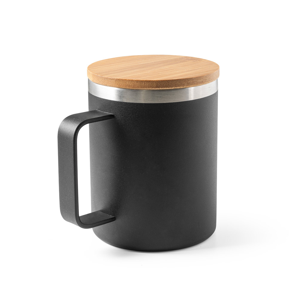 LAUDA. Copo de viagem térmico em aço inox 90% reciclado de parede dupla isolada a vácuo (420 mL) personalizado