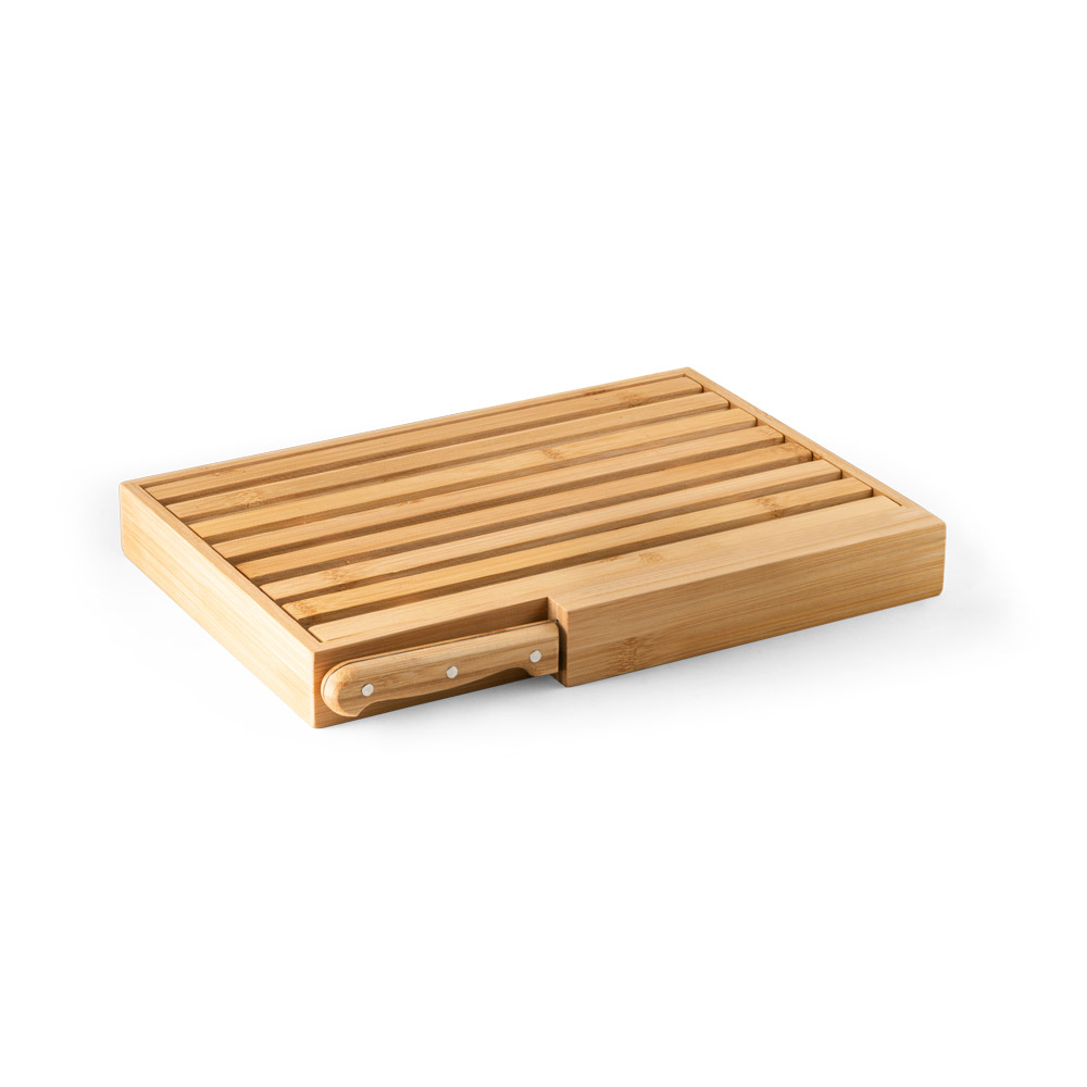 PASSARD. Tábua para pão em bambu com faca em aço inox personalizado