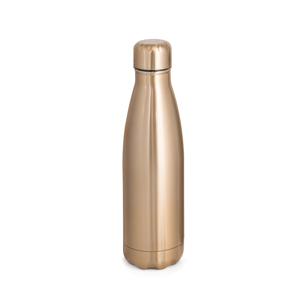 SHOW METALLIC. Garrafa térmica em aço inox de parede dupla isolada a vácuo, com acabamento metalizado (510 mL) personalizado