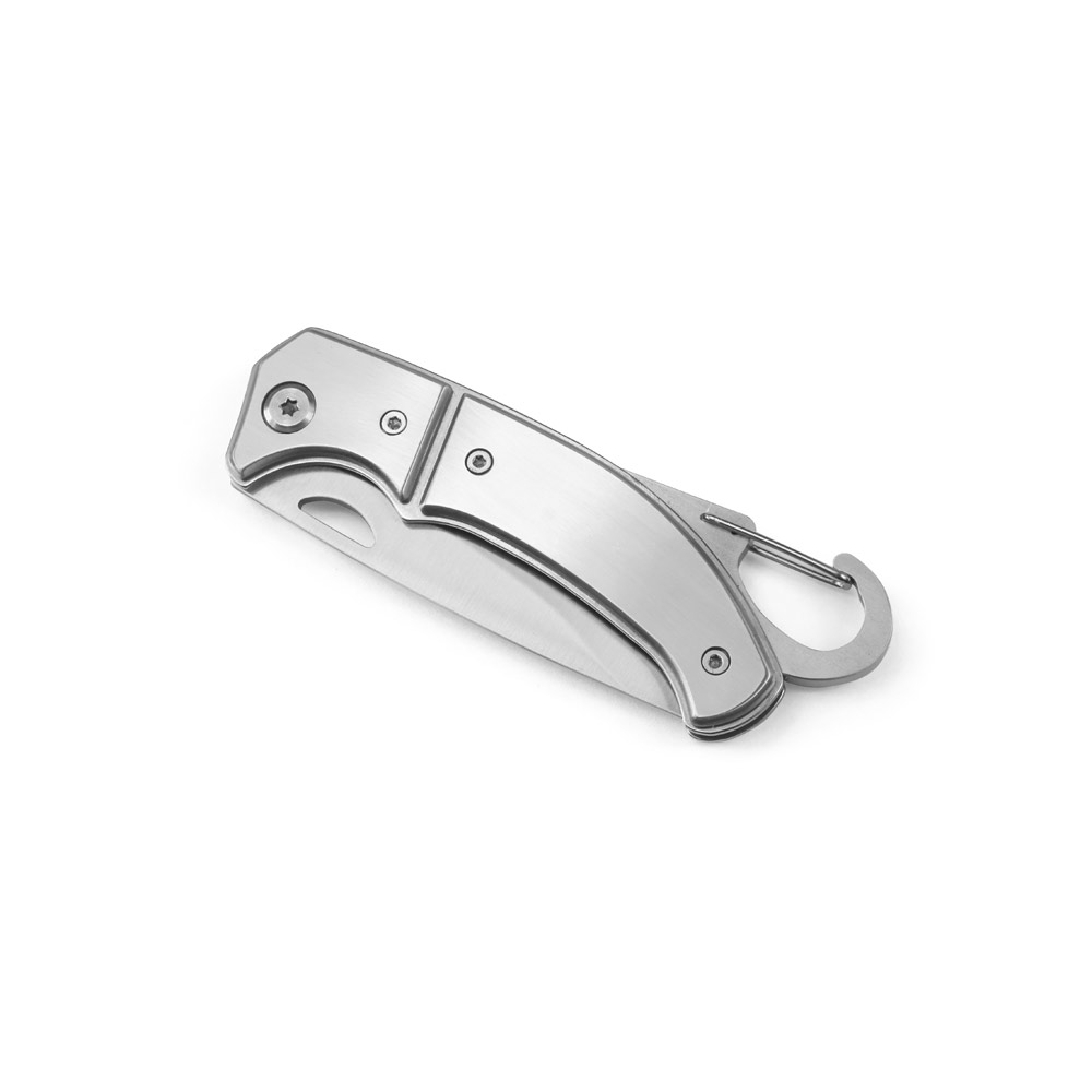 FRED II. Canivete em aço inox e metal com fecho de segurança personalizado
