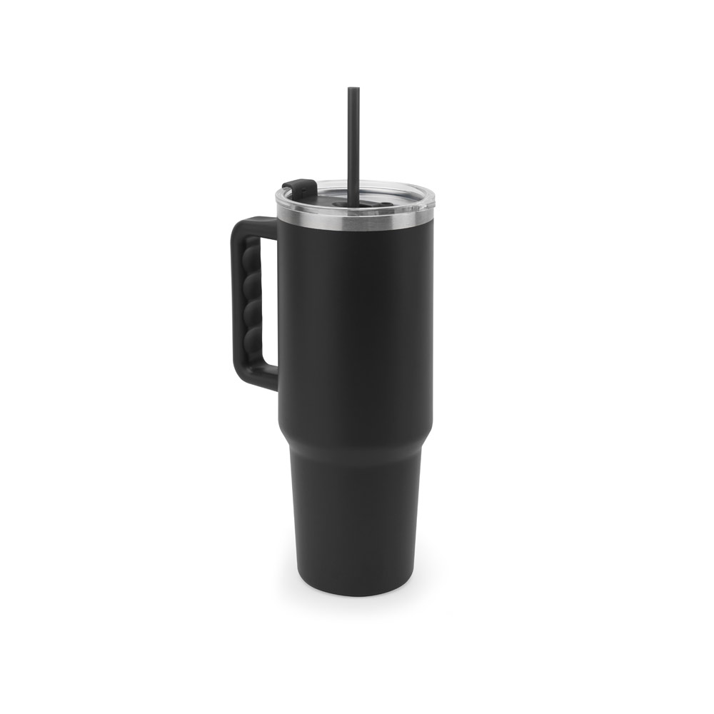 JOYNER XL. Copo de viagem térmico, de grande dimensão, em aço inoxidável 91% reciclado de parede dupla isolada a vácuo (1300 mL) personalizado