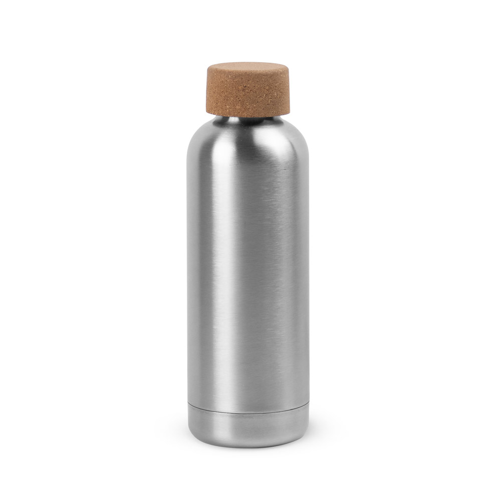 DALEY. Squeeze em aço inox de parede simples com tampa em cortiça (760 mL) personalizado