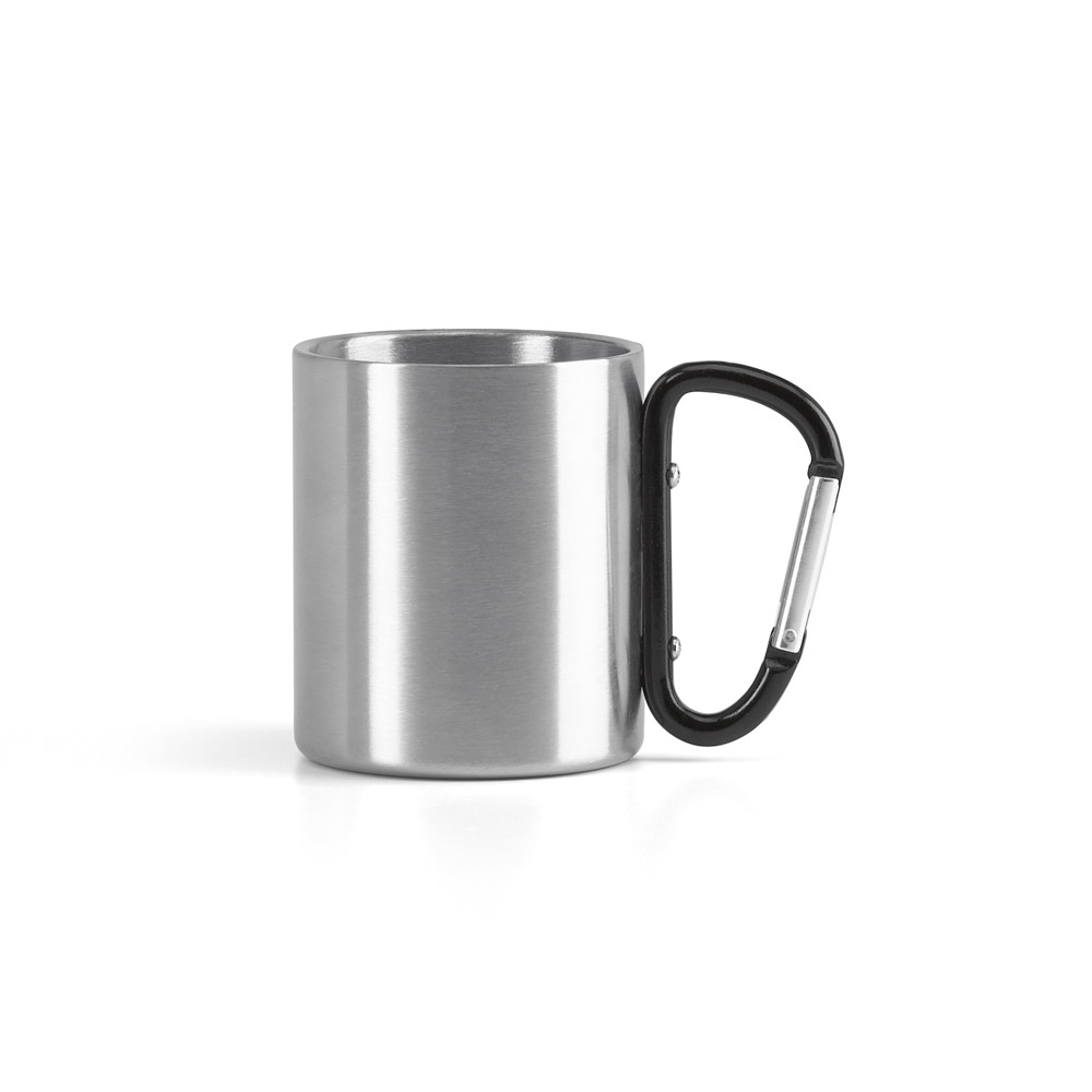 WINGS. Caneca em aço inox, com pega em forma e função de mosquetão (230 mL) personalizado