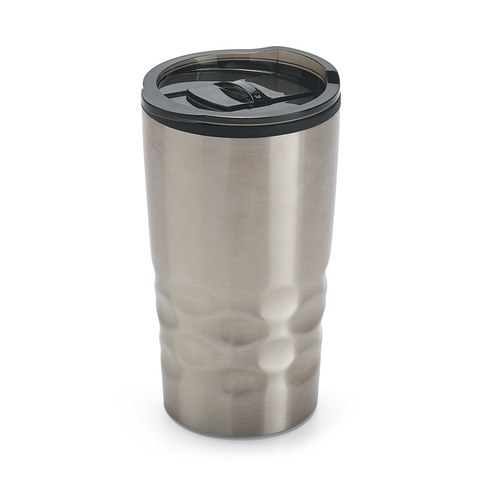 HASSI. Copo de viagem em aço inox e PP, térmico com parede dupla isolada a ar (510 mL) personalizado