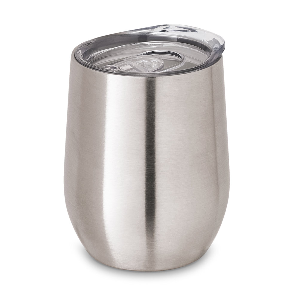 RONDE. Copo de viagem térmico em aço inox de parede dupla isolada a vácuo (400 mL) personalizado