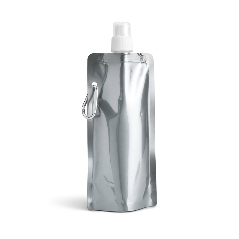 GILDED. Squeeze dobrável em PE com bico de sistema "push-pull" e acabamento metalizado (460 mL) personalizado
