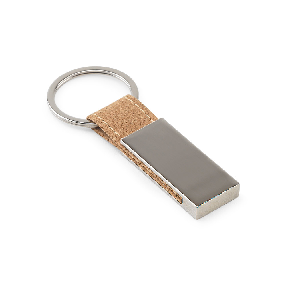 GOSLING. Conjunto composto por um porta-cartões e chaveiro, ambos em metal e cortiça personalizado