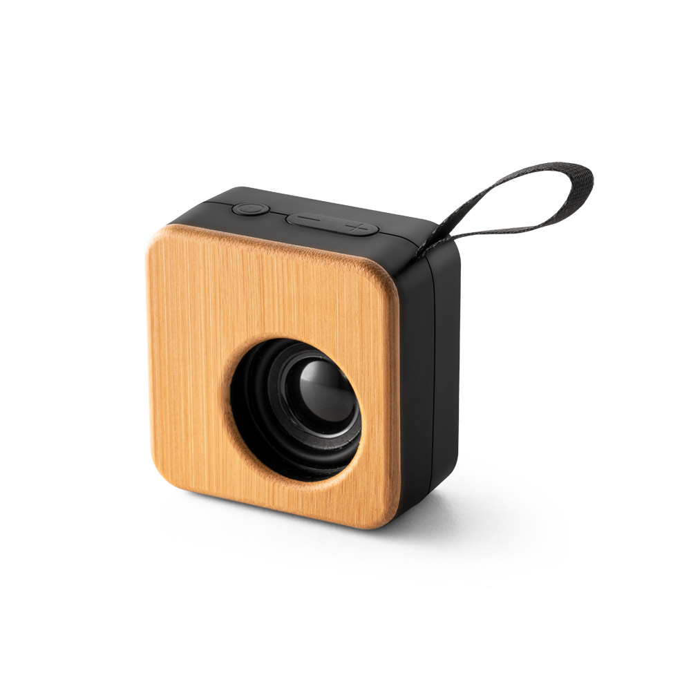 MAYER. Caixa de som portátil com autonomia de 4h (500 mAh), em bambu e ABS 100% reciclado personalizado