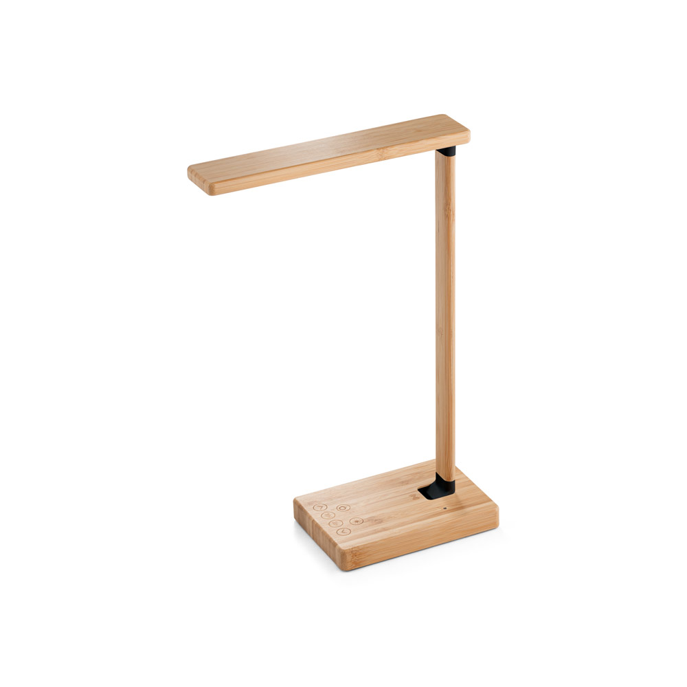 MOREY. Luminária com carregador por indução super-rápido (15W), em bambu personalizado