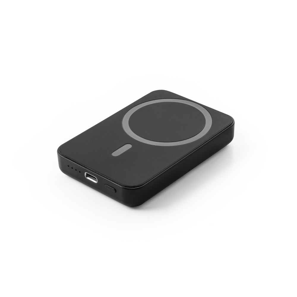 AMPERE 5. Bateria portátil magnética com carregador por indução super-rápido (5'000 mAh), em ABS 100% reciclado personalizado