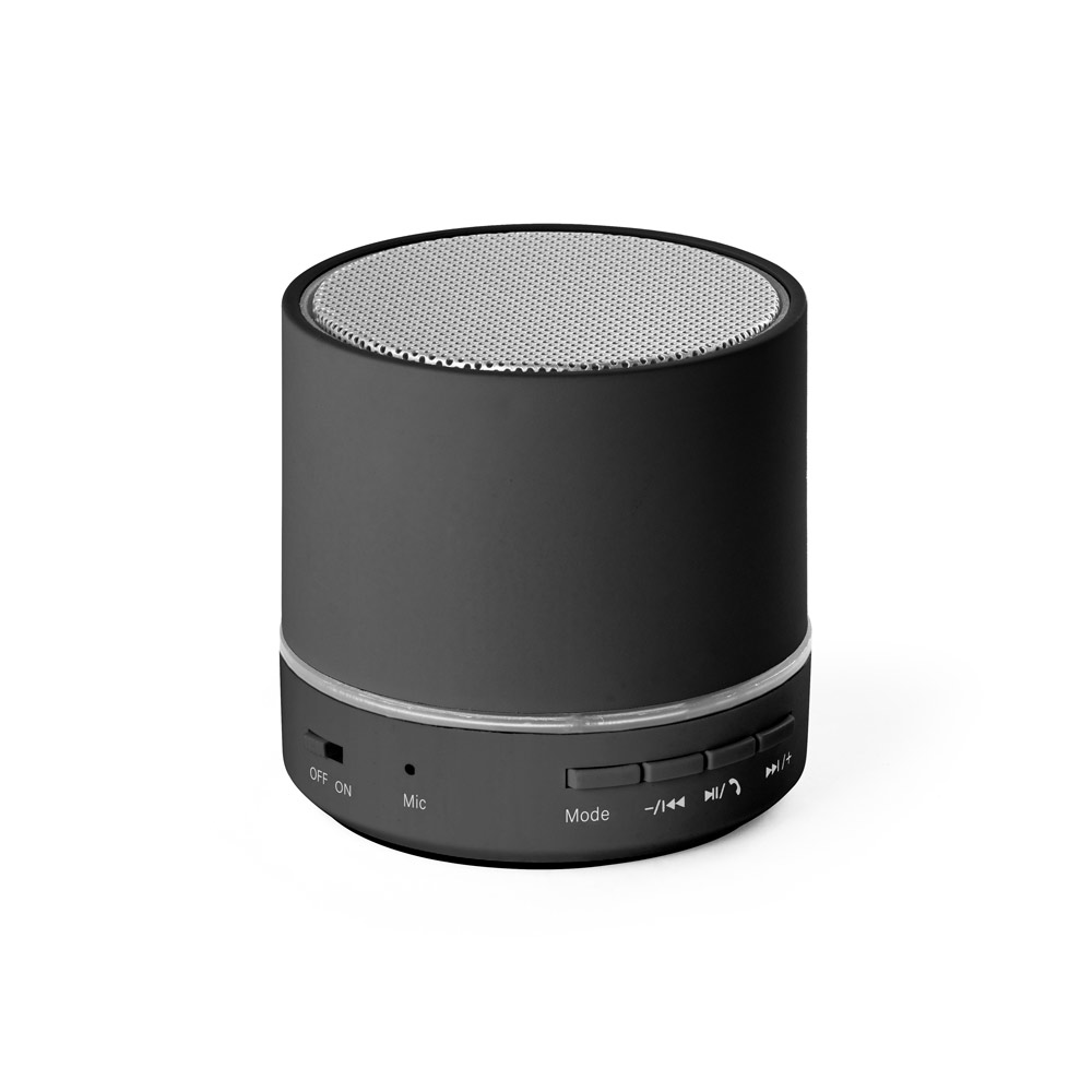 RE-PEREY. Caixa de som portátil com microfone e autonomia de 4h30 (400 mAh), em ABS 100% reciclado personalizado