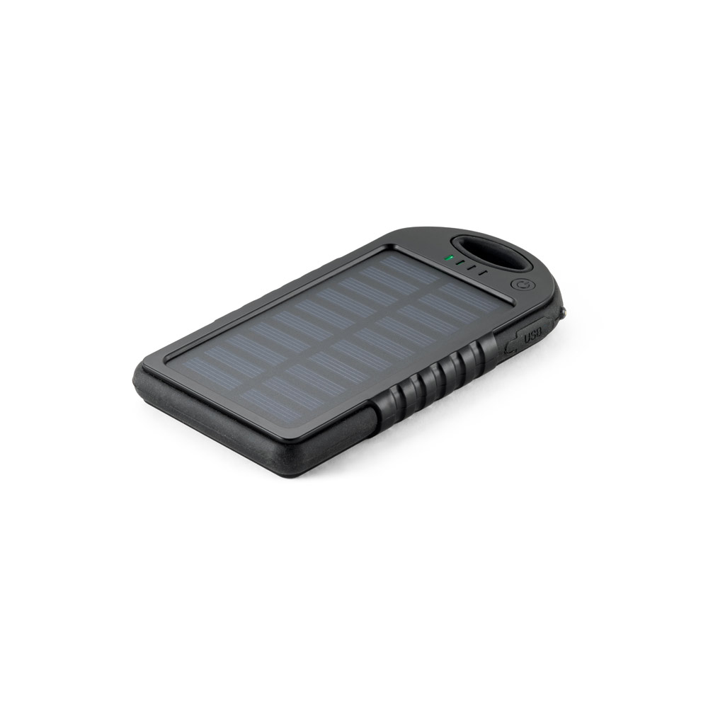 DAY. Bateria portátil solar com painel solar e LED em ABS (2'000 mAh) personalizado