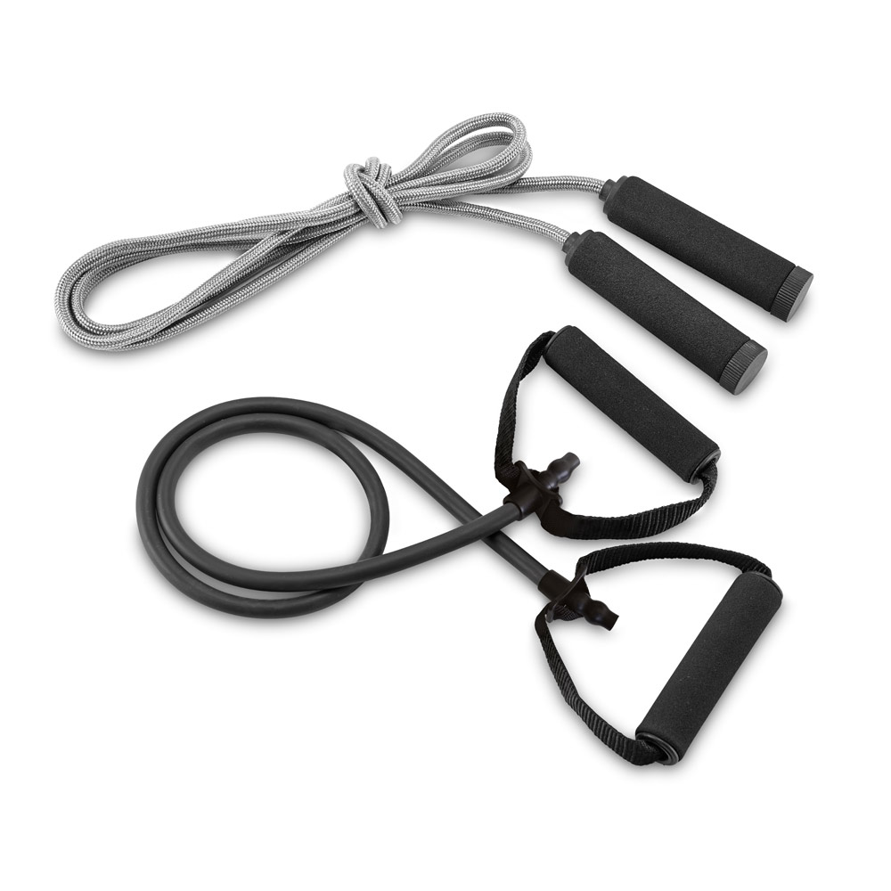 BRADY. Conjunto fitness composto por elástico e corda de pular personalizado