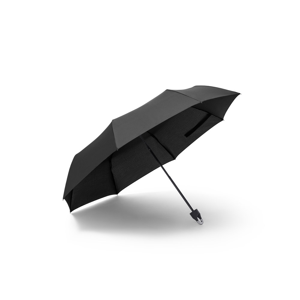 ARON. Guarda-chuva, dobrável, de 21'' em poliéster 100% reciclado pongee 190T personalizado