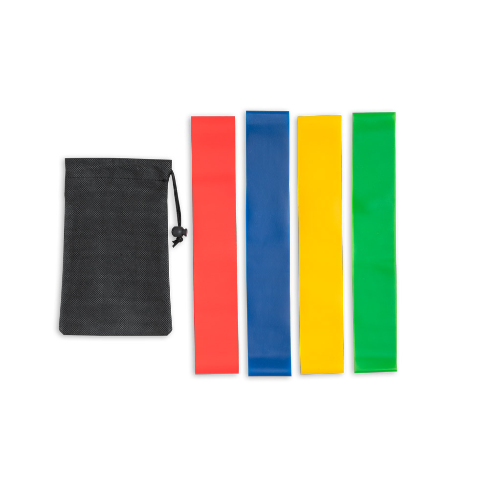 BURPEE. Conjunto de 4 bandas elásticas de ginástica com bolsa de non-woven personalizado