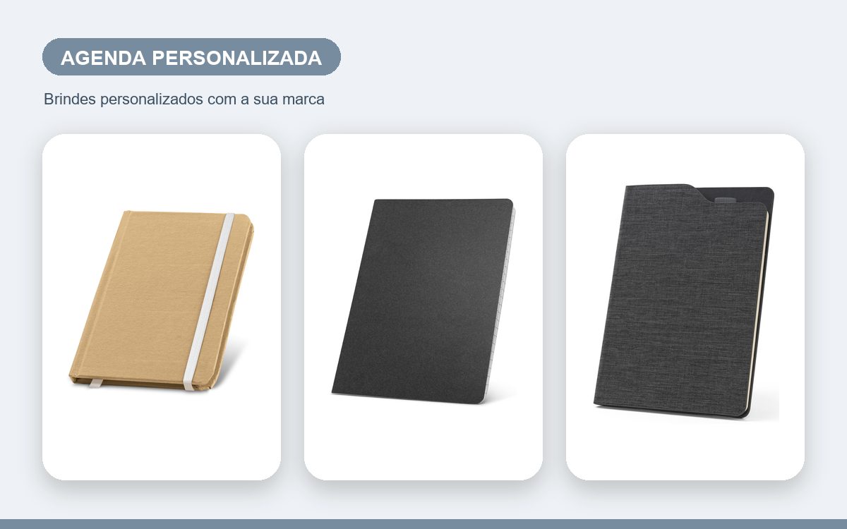 Brindes personalizados com a sua marca — Agenda ou Caderno para o Fim de Ano: Qual Escolher