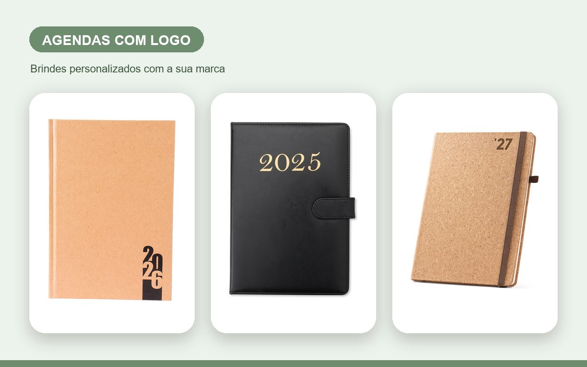 Brindes personalizados com a sua marca — Agendas personalizadas com logo: técnicas e como pedir