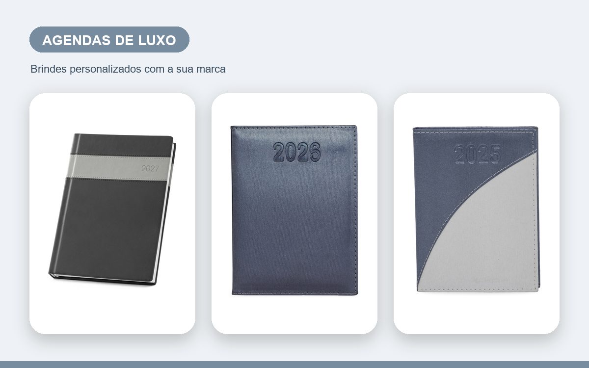 Brindes personalizados com a sua marca — Agendas personalizadas de luxo para clientes e executivos