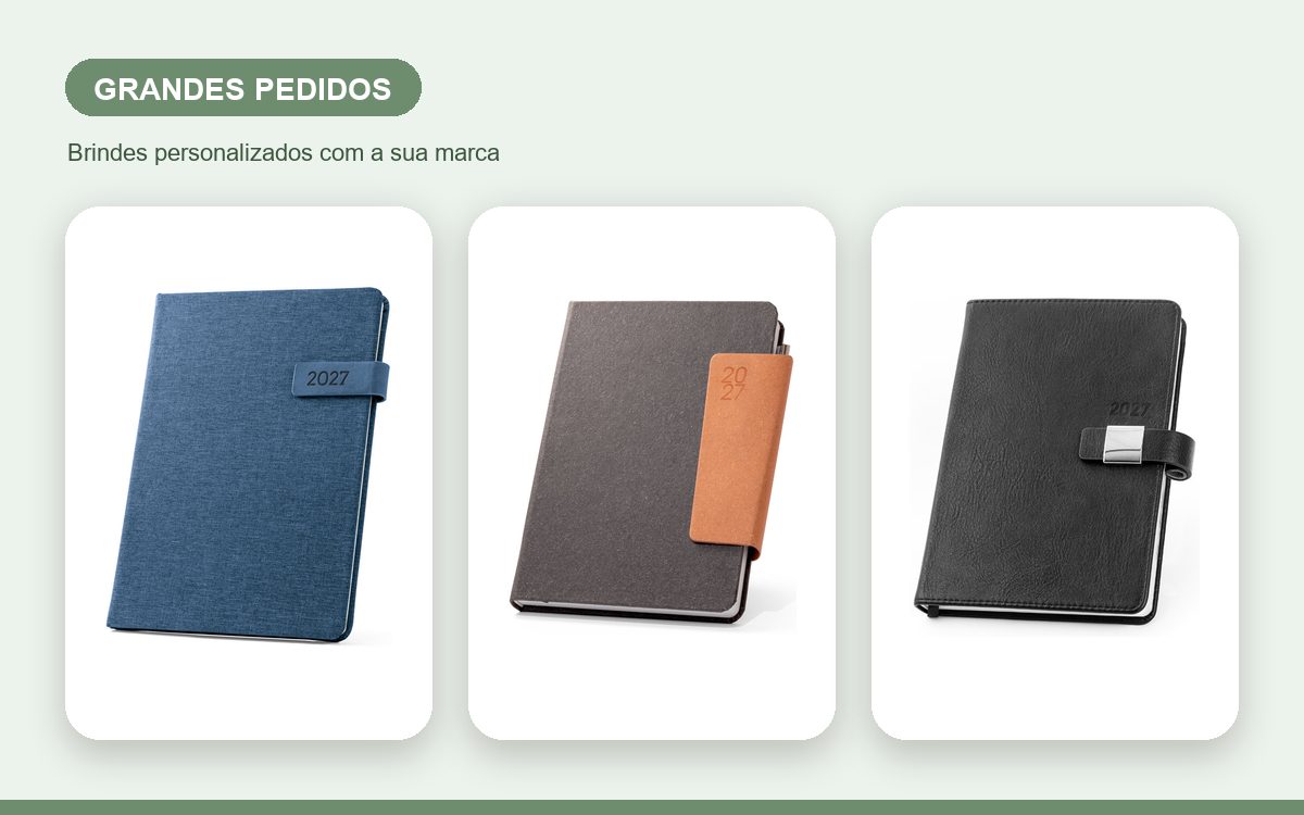 Brindes personalizados com a sua marca — Agendas personalizadas no atacado: guia para grandes pedidos