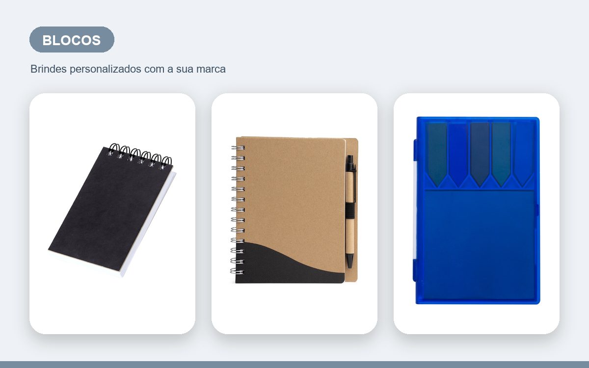 Brindes personalizados com a sua marca — Blocos de anotação personalizados baratos com qualidade