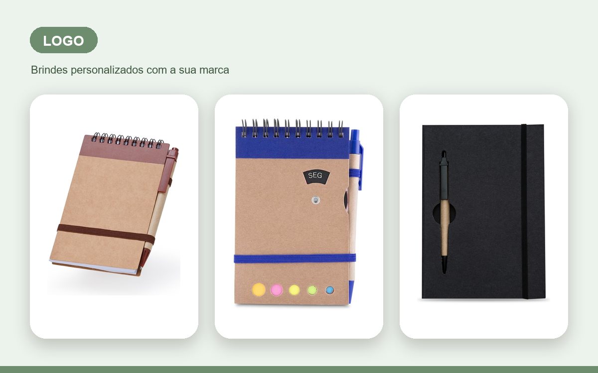Brindes personalizados com a sua marca — Blocos de anotação personalizados com logo: como fica e pedir