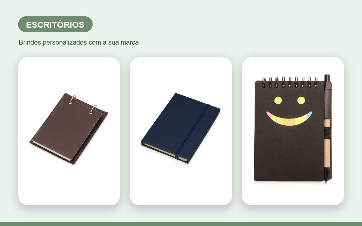 Brindes personalizados com a sua marca — Blocos de anotações personalizados para escritórios