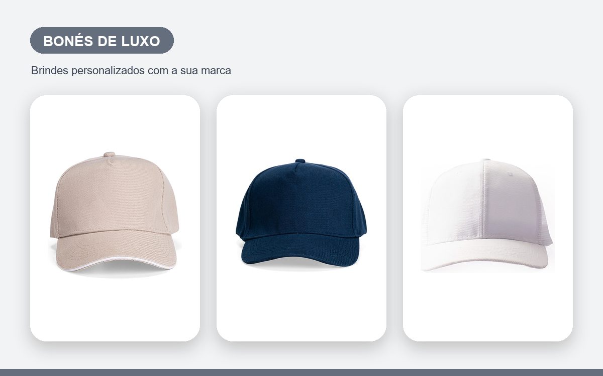 Brindes personalizados com a sua marca — Bonés Personalizados de Luxo para Clientes e Executivos
