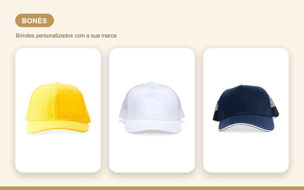 Brindes personalizados com a sua marca — Bonés Personalizados para Eventos e Ações de Marca