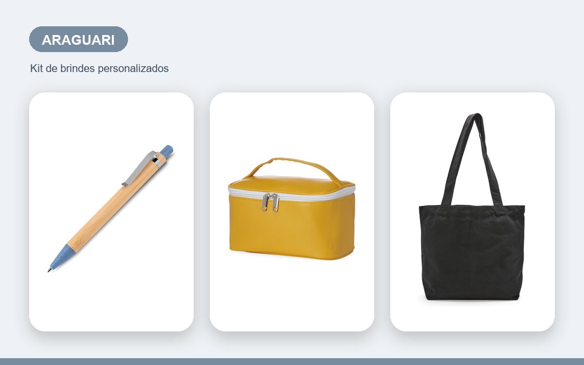 Brindes personalizados com a sua marca — Brindes corporativos em Araguari: kits e ações para empresas