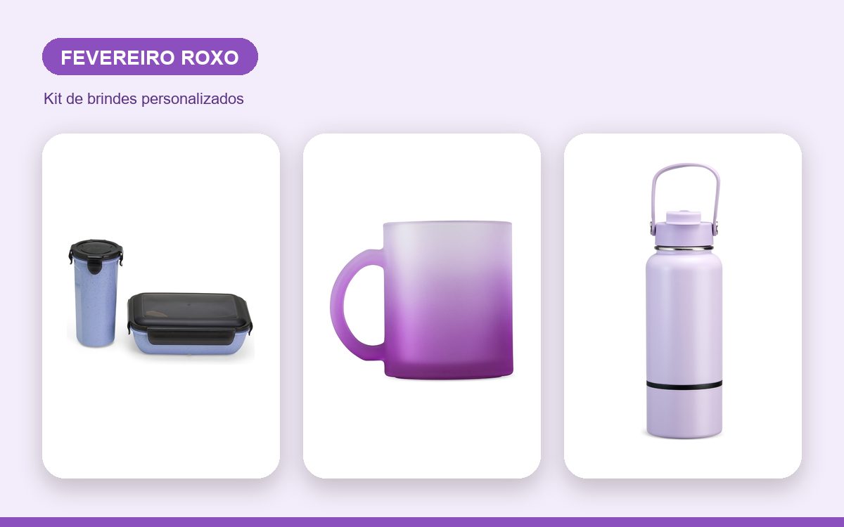 Kit de brindes personalizados — Brindes para o Fevereiro Roxo: Ideias para Conscientizar