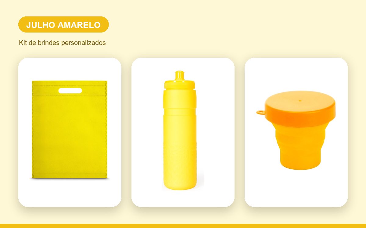 Kit de brindes personalizados — Brindes para o Julho Amarelo: Hepatites Virais