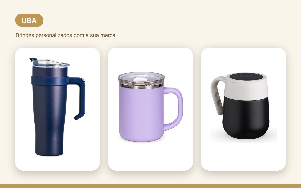 Brindes personalizados com a sua marca — Brindes personalizados em Ubá: canecas, garrafas e canetas com logo