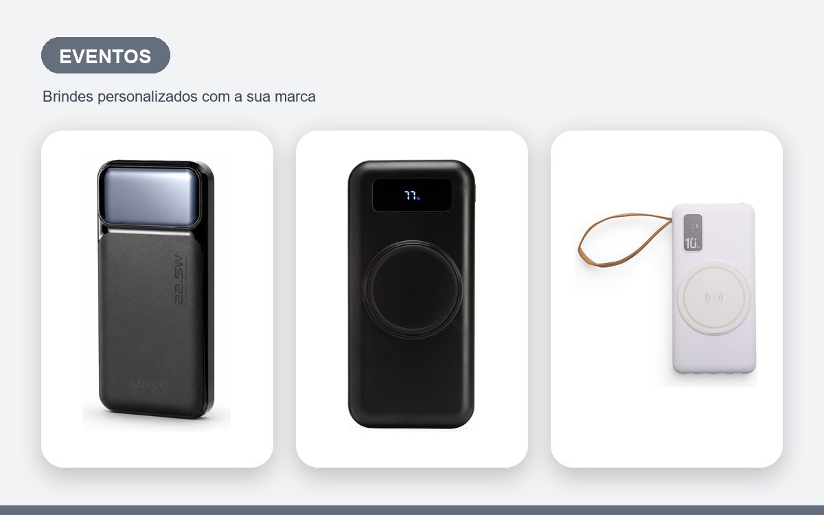 Brindes personalizados com a sua marca — Brindes tecnológicos para eventos: power bank e mais