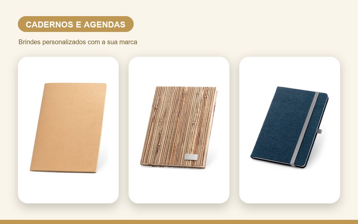 Brindes personalizados com a sua marca — Cadernos e Agendas Personalizadas: Guia de Capas e Papel