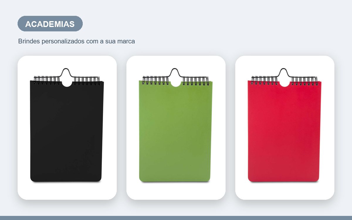 Brindes personalizados com a sua marca — Cadernos personalizados para academias e estúdios