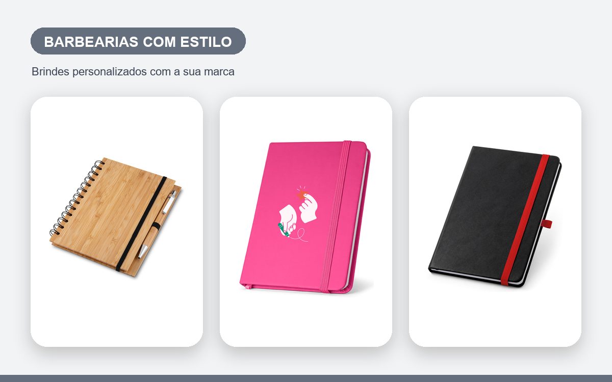 Brindes personalizados com a sua marca — Cadernos personalizados para barbearias com estilo