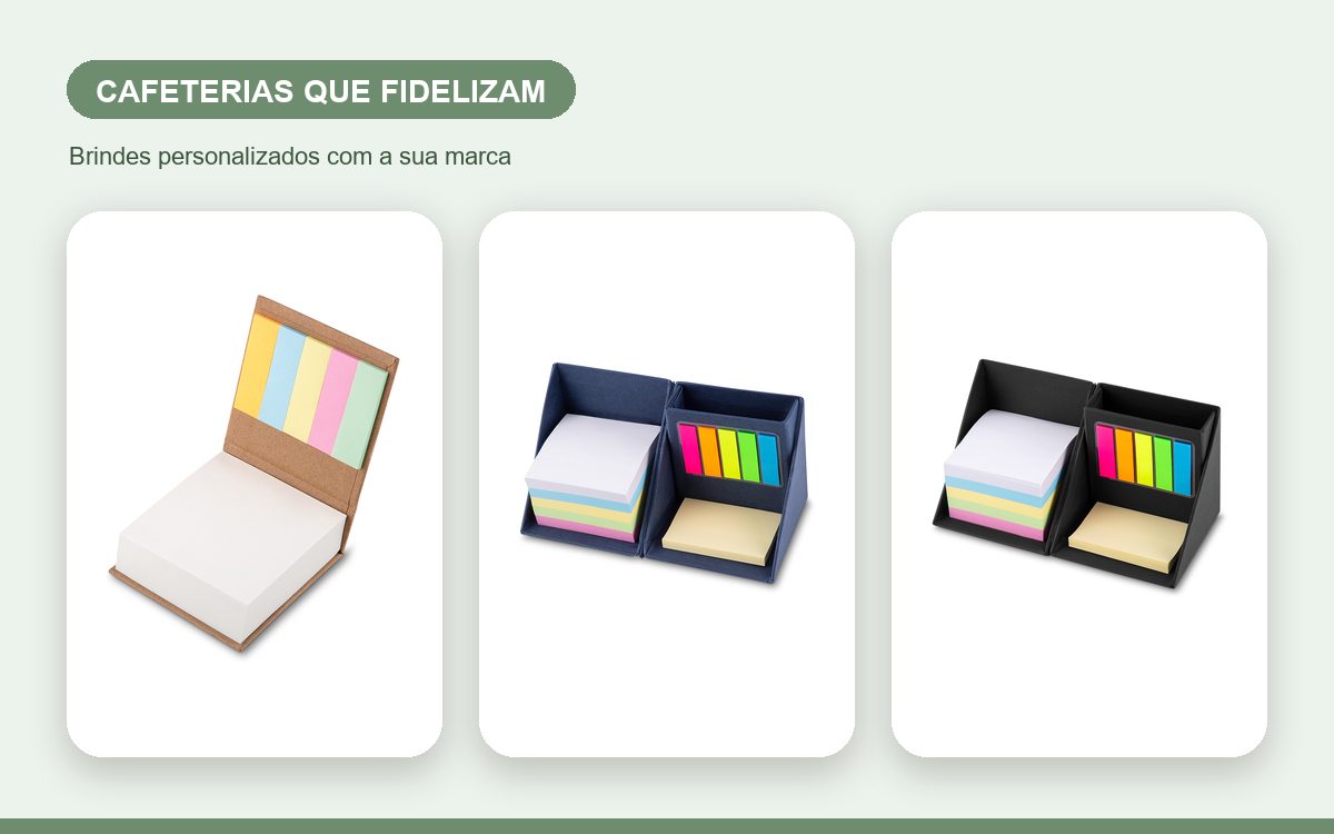 Brindes personalizados com a sua marca — Cadernos personalizados para cafeterias que fidelizam