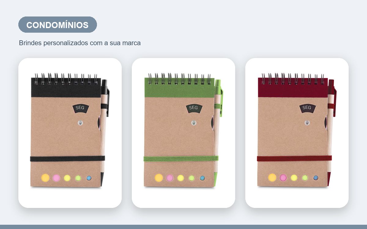 Brindes personalizados com a sua marca — Cadernos personalizados para condomínios e moradores