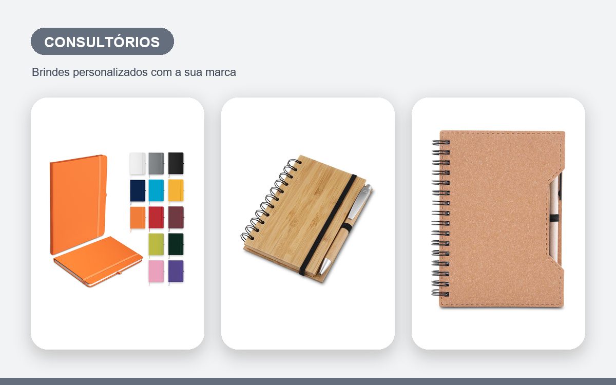 Brindes personalizados com a sua marca — Cadernos personalizados para consultórios e pacientes