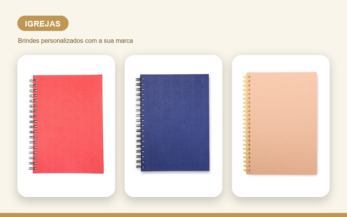 Brindes personalizados com a sua marca — Cadernos personalizados para igrejas e ministérios