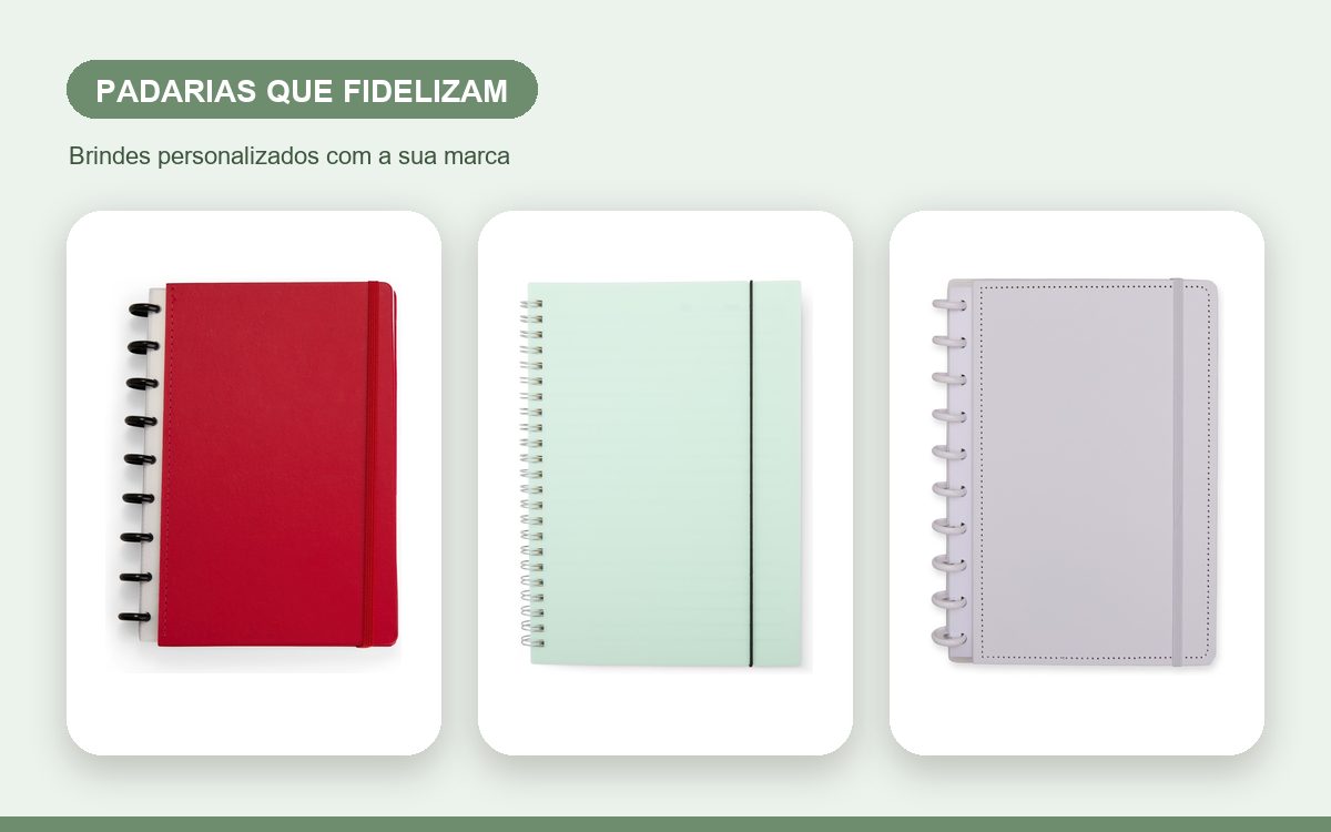 Brindes personalizados com a sua marca — Cadernos personalizados para padarias que fidelizam
